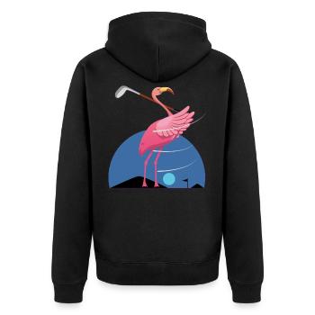 Flamingo, Flamingo flamazing Flamingo, rosa - Unisex Premium Bio Zip Hoodie - Schwarz - Hinten - Nico (187cm)