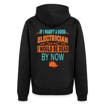 Électricien, Électricien Électricité, Technicien en électronique - Veste à capuche bio Premium Unisexe - noir - Dos - Nico (187cm)