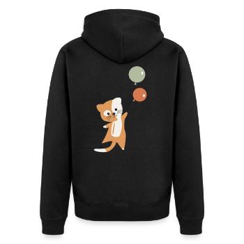 Katze Luftballons süßes Kätzchen fliegt nach Oben - Unisex Premium Bio Zip Hoodie - Schwarz - Hinten - Nico (187cm)