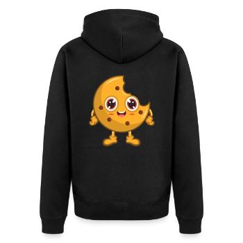 Cookie biscuit - Unisex Premium Organic Zip Hoodie - black - Back - Nico (187cm)