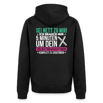 Geschenkidee Friseur - Unisex Premium Bio Zip Hoodie - Schwarz - Hinten - Nico (187cm)