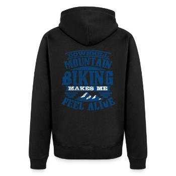 Downhill mountain bike - Unisex Premium Organic Zip Hoodie - black - Back - Nico (187cm)