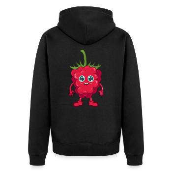Himbeere - Unisex Premium Bio Zip Hoodie - Schwarz - Hinten - Nico (187cm)