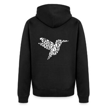 Fliegender Specht - Unisex Premium Bio Zip Hoodie - Schwarz - Hinten - Nico (187cm)