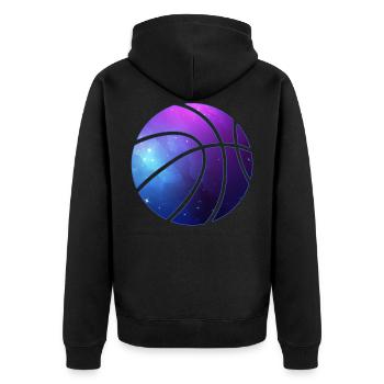 Basketball-Galaxie - Unisex Premium Bio Zip Hoodie - Schwarz - Hinten - Nico (187cm)
