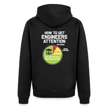 Ingenieur - Unisex Premium Bio Zip Hoodie - Schwarz - Hinten - Nico (187cm)