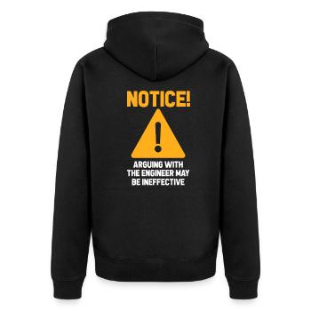 Ingenieur - Unisex Premium Bio Zip Hoodie - Schwarz - Hinten - Nico (187cm)