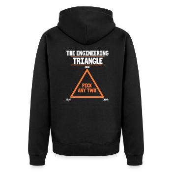 Ingenieur - Unisex Premium Bio Zip Hoodie - Schwarz - Hinten - Nico (187cm)