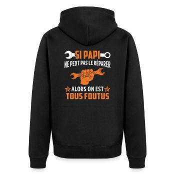 Grand-père si papi ne peut pas le réparer - Veste à capuche bio Premium Unisexe - noir - Dos - Nico (187cm)