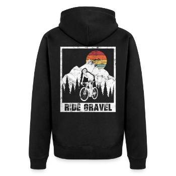 Vintage Gravel Bike Road Bike Ride Gravel Cyclocross - Veste à capuche bio Premium Unisexe - noir - Dos - Nico (187cm)