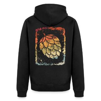 Hops Vintage Retro Craft Beer Lovers Brew - Unisex Premium Organic Zip Hoodie - black - Back - Nico (187cm)