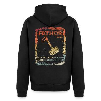 Cadeau de fête des pères FATHOR - Veste à capuche bio Premium Unisexe - noir - Dos - Nico (187cm)
