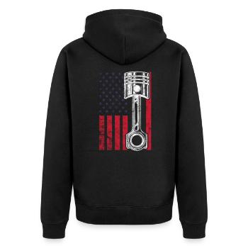 Automotive Mechanic USA - Unisex Premium Organic Zip Hoodie - black - Back - Nico (187cm)