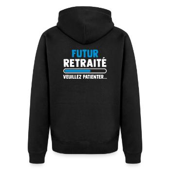 Futur retraité veuillez patienter - Veste à capuche bio Premium Unisexe - noir - Dos - Nico (187cm)