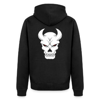 Devil Skull Skull Satan Horns - Unisex Premium Organic Zip Hoodie - black - Back - Nico (187cm)