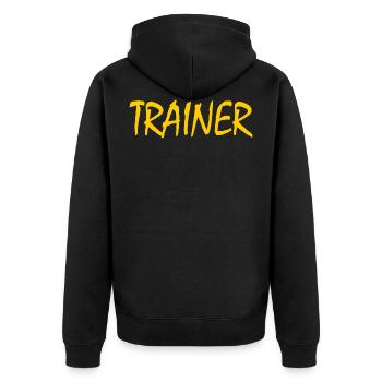 TRAINER - Unisex Premium Bio Zip Hoodie - Schwarz - Hinten - Nico (187cm)