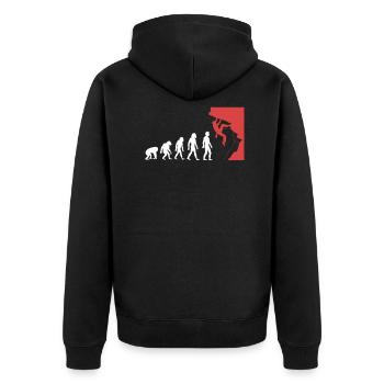 Klettern Evolution - Unisex Premium Bio Zip Hoodie - Schwarz - Hinten - Nico (187cm)