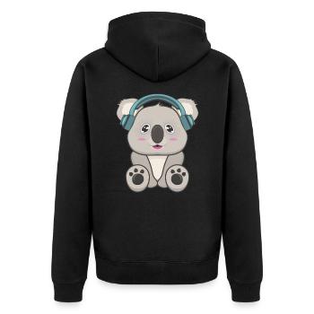 Koala music - Unisex Premium Organic Zip Hoodie - black - Back - Nico (187cm)