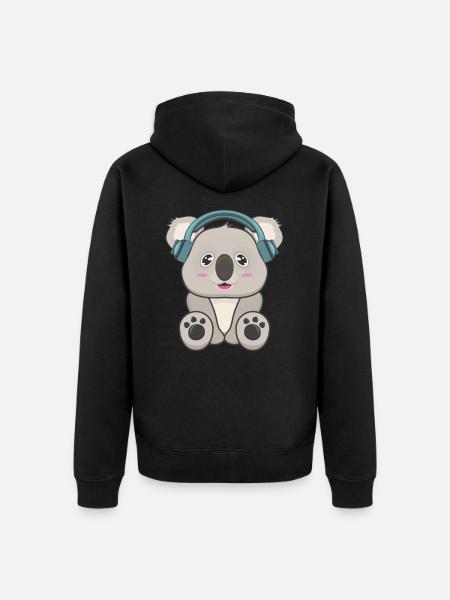 Koala Musik - Unisex Premium Bio Zip Hoodie - Schwarz