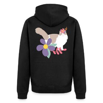 Ragdoll Katzen- und Blumenkrone - Unisex Premium Bio Zip Hoodie - Schwarz - Hinten - Nico (187cm)