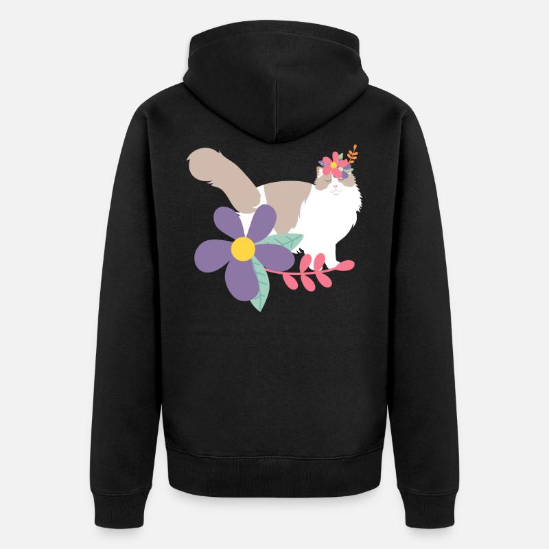 Ragdoll Katzen- und Blumenkrone - Unisex Premium Bio Zip Hoodie - Schwarz