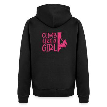 Klettern Mädchen Kletterer Bergsteigen Geschenk - Unisex Premium Bio Zip Hoodie - Schwarz - Hinten - Nico (187cm)