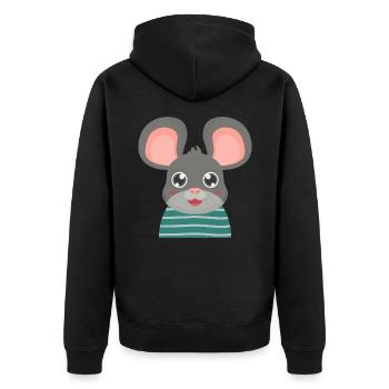 Mouse with big ears - Unisex Premium Organic Zip Hoodie - black - Back - Nico (187cm)