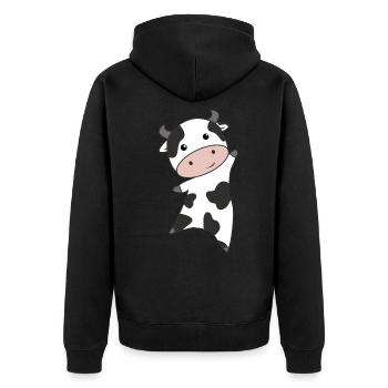 Vache veau bébé vaches taches de vache doux animaux pour enfant - Veste à capuche bio Premium Unisexe - noir - Dos - Nico (187cm)