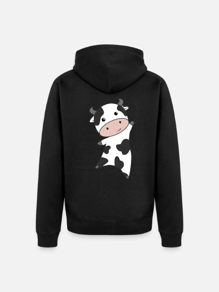 Koe kalf baby koe koeien koe vlekken zoete dieren voor kind - Uniseks Premium bio ziphoodie - zwart