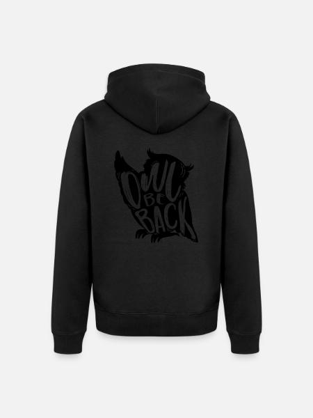 owl - Unisex Premium Organic Zip Hoodie - black