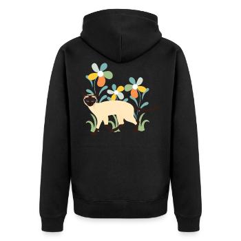 Chat siamois et fleurs - Veste à capuche bio Premium Unisexe - noir - Dos - Nico (187cm)