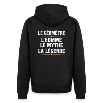 Géomètre topographe l'homme le mythe la légende - Veste à capuche bio Premium Unisexe - noir - Dos - Nico (187cm)