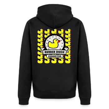 Lustige Ente Sammler Quietscheenten Rubber Duck - Unisex Premium Bio Zip Hoodie - Schwarz - Hinten - Nico (187cm)
