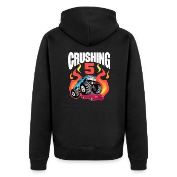 Monster Truck 5e anniversaire - Veste à capuche bio Premium Unisexe - noir - Dos - Nico (187cm)