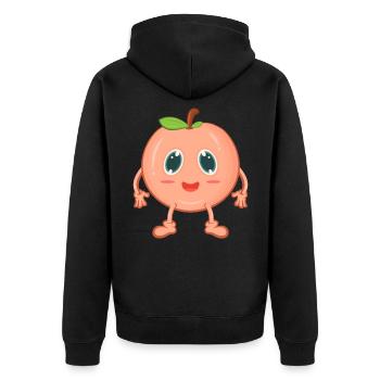 Pfirsich Comic - Unisex Premium Bio Zip Hoodie - Schwarz - Hinten - Nico (187cm)