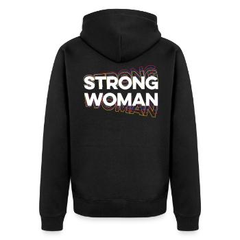 Strong woman - Unisex Premium Organic Zip Hoodie - black - Back - Nico (187cm)