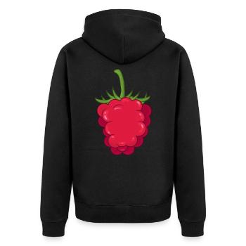 raspberry - Unisex Premium Organic Zip Hoodie - black - Back - Nico (187cm)
