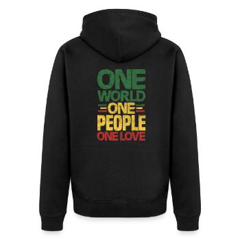Rasta Rastafarian Reggae Jamaica Ragga Gift - Unisex Premium Organic Zip Hoodie - black - Back - Nico (187cm)