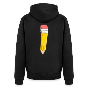 Stift Schule Einschulung - Unisex Premium Bio Zip Hoodie - Schwarz - Hinten - Nico (187cm)