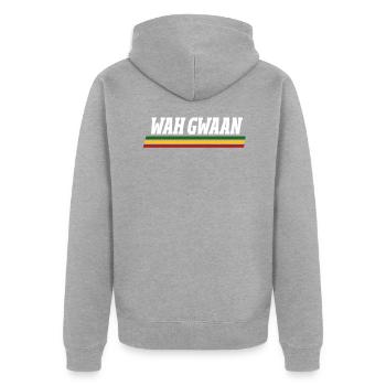 Rasta Rastafarian Reggae Jamaica Ragga Gift - Veste à capuche bio Premium Unisexe - gris chiné - Dos - Nico (187cm)