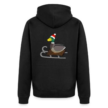 Duck - Unisex Premium Organic Zip Hoodie - black - Back - Nico (187cm)