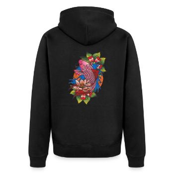 Tatouage tatoué tatouages tatouage koi cadeau - Veste à capuche bio Premium Unisexe - noir - Dos - Nico (187cm)