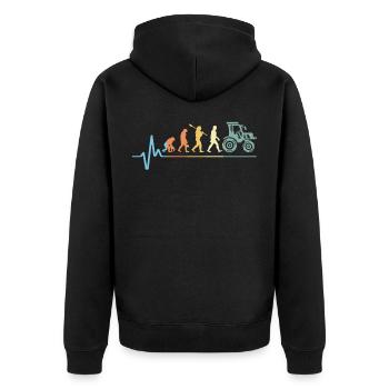Traktor Herzschlag Vintage - Unisex Premium Bio Zip Hoodie - Schwarz - Hinten - Nico (187cm)