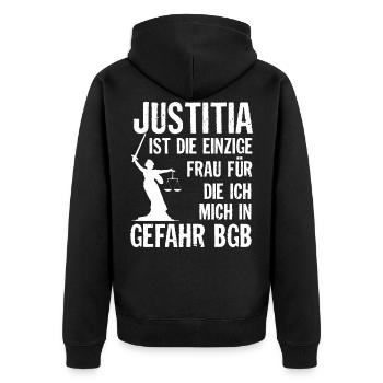 Geschenk Anwalt Jurist - Unisex Premium Bio Zip Hoodie - Schwarz - Hinten - Nico (187cm)