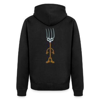 Mistgabel Bauer Landwirt - Unisex Premium Bio Zip Hoodie - Schwarz - Hinten - Nico (187cm)