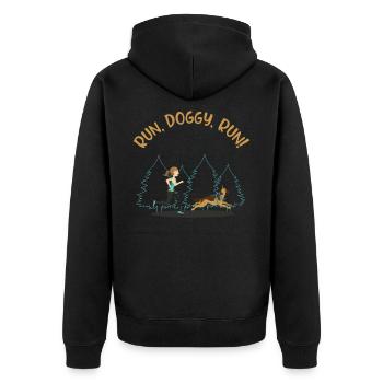 canicross, coureur de chiens de canicross, chien renifleur - Veste à capuche bio Premium Unisexe - noir - Dos - Nico (187cm)