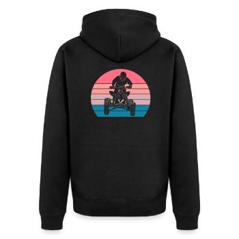 Quad - Unisex Premium Bio Zip Hoodie - Schwarz - Hinten - Nico (187cm)