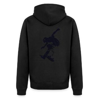 Skateboard Skater - Unisex Premium Bio Zip Hoodie - Schwarz - Hinten - Nico (187cm)
