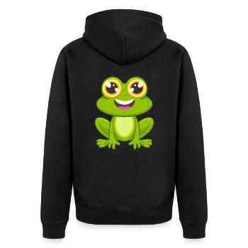 Frosch - Unisex Premium Bio Zip Hoodie - Schwarz - Hinten - Nico (187cm)