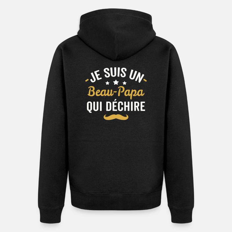 je suis un beau papa qui déchire - Veste à capuche bio Premium Unisexe - noir